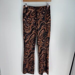 House of Sunny High Rise Flare Swirl Print Pants